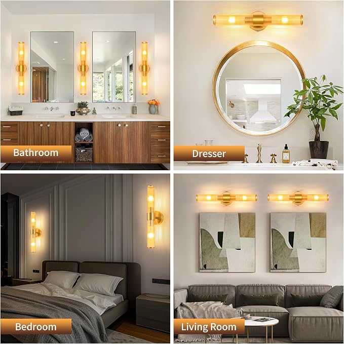 Morauroral Gold Battery Operated Wall Sconces Set of 2, Rechargeable Wall Lights - Image 2