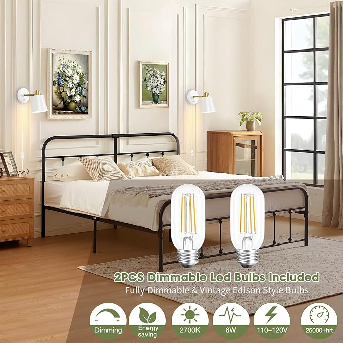 Lomoky Dimmable Wall Sconces Set of 2, Adjustable Angle Wall Lights - Image 6