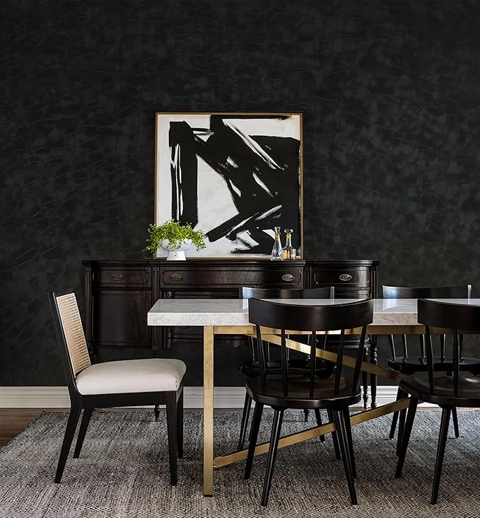 Yasinet Peel and Stick Wallpaper Black Removable Wallpaper Modern Black Contact - Image 4