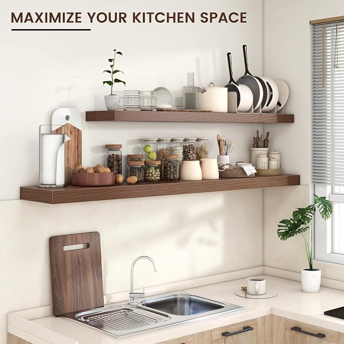 Floating Shelves for Wall 55 inch Long, Engineered Wood Large Wall Shelves - Image 5