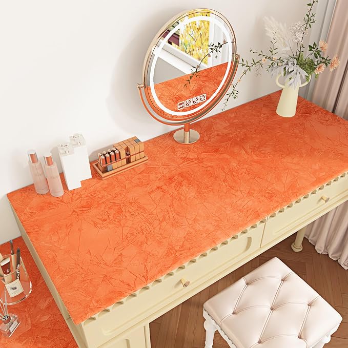 Wallercity Orange Crushed Felt Velvet Wallpaper Peel and Stick Creative Orange - Image 2