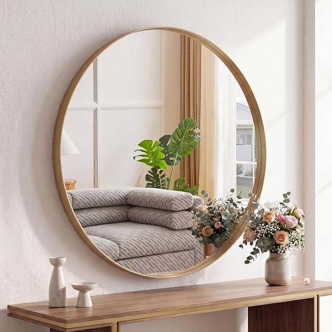 DUMOS 28-Inch Round Wall Mirror, Bathroom Wall Circle Mirror by DumosLifestyle