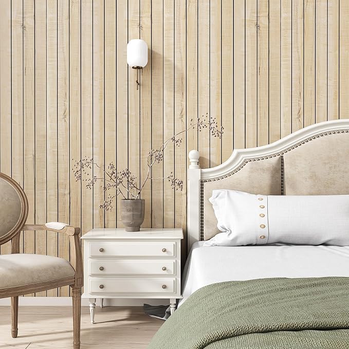VEELIKE Sand Oak Wood Slat Wall Panels Peel and Stick Faux Wood Panels - Image 2