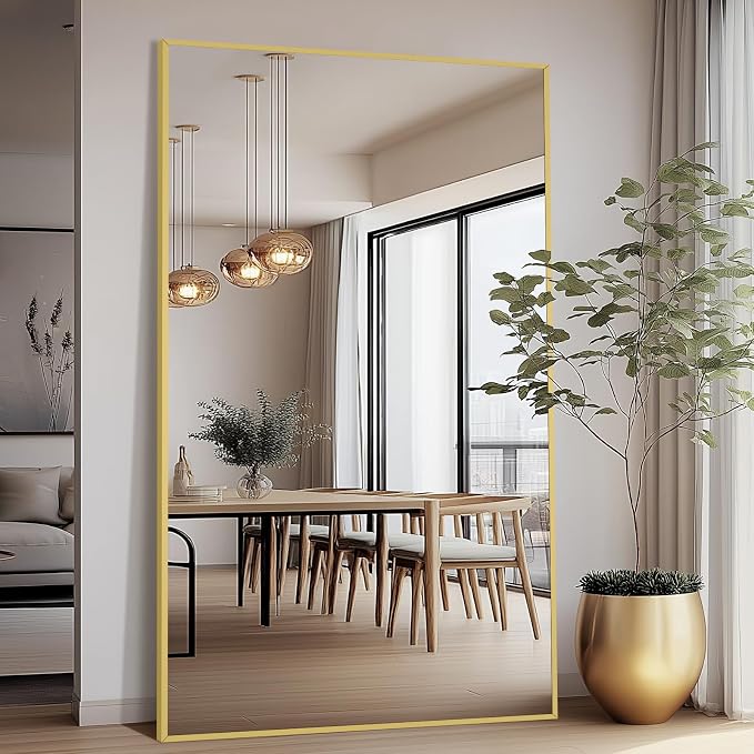Large Mirror Full Length with Stand, Hanging or Wall Mounted, Tempered Glass by MirrMuse