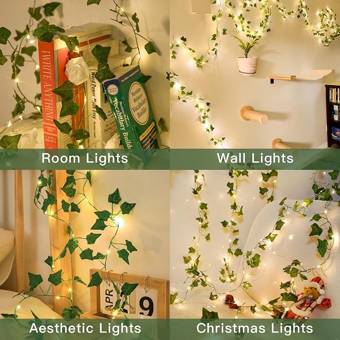 suddus Vine with Fairy Lights Battery Operated, 13.1ft 40 LED Ivy String Light - Image 2