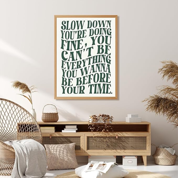 Green Wall Art Pop Music Vienna Lyrics Poster Slow Down Youre Doing Fine Canvas - Image 7