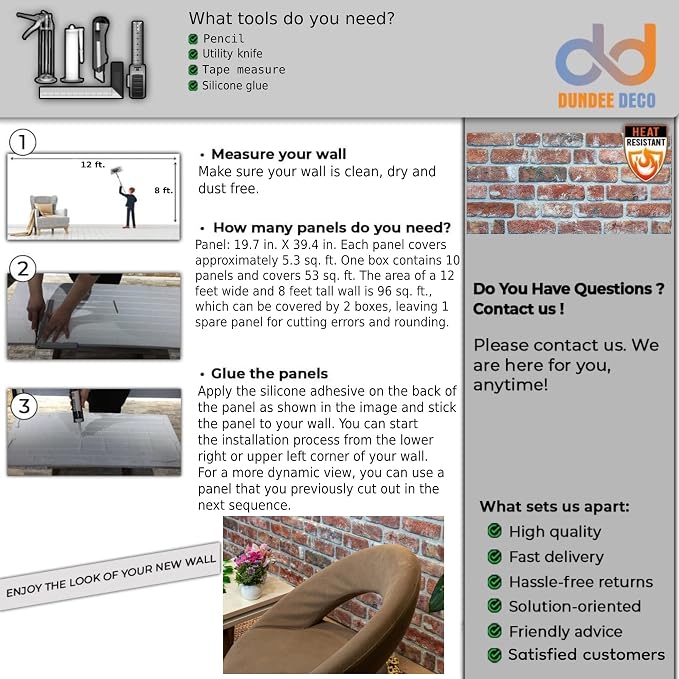 Dundee Deco 3D Wall Panels Faux Brick - Image 4
