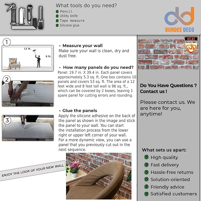 Dundee Deco 3D Wall Panels Faux Brick - Image 9