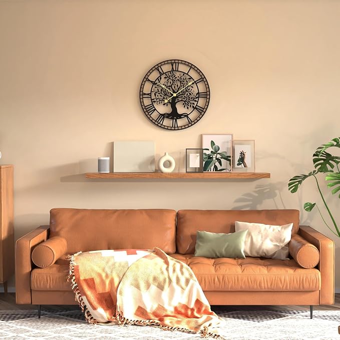 Micasso Wall Clocks Battery Operated: 18Inch Farmhouse Tree of Life Metal - Image 4
