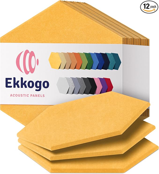 Acoustic Panels 12-Pack Soundproof Wall Panels 12"X10.4"X0.4" Sound Panels High by EkkogoAcousticPanels