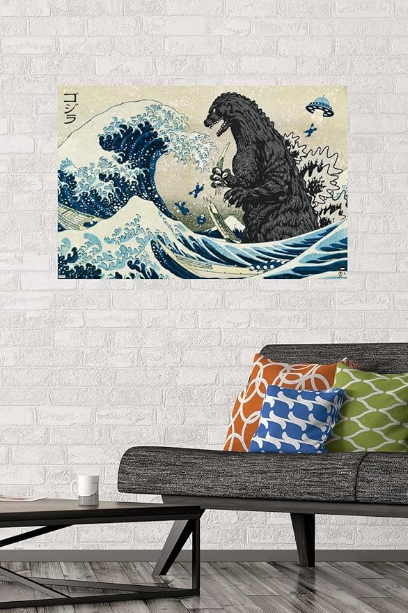 Godzilla - Great Wave Wall Poster, 34L" x 22.4W", Unframed Version - Image 2