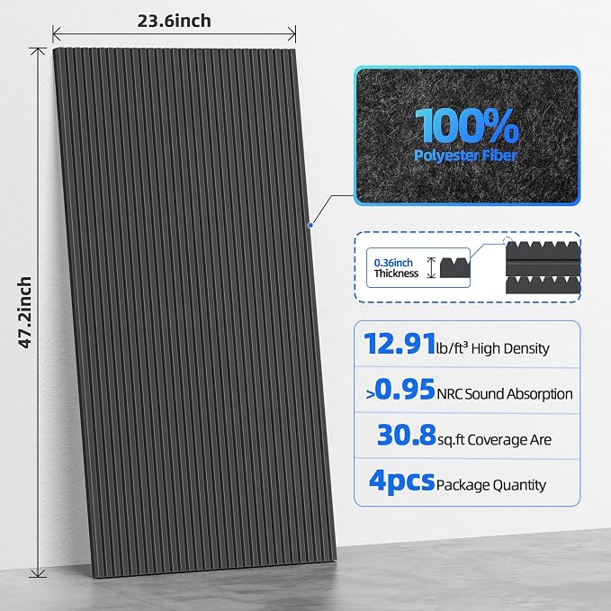 4 Pack Large Acoustic Panels Sound Absorbing - Image 6