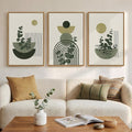 Framed Boho Botanical Wall Art for Living Room, 3 Piece Modern Green Bohemian by Cuspin