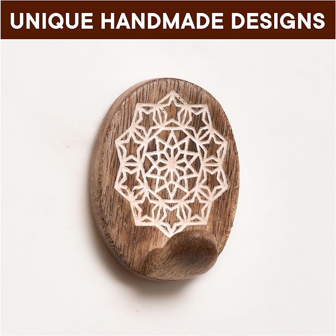 Indian Shelf 6 Lb- 3 Pieces Decorative Wood Adhesive Wall Hooks–Boho Peel and - Image 7