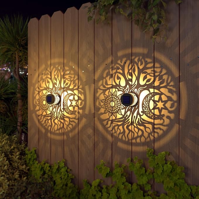 gardencave 4 Pack Solar Fence Lights Metal Solar Powered Outdoor Wall Deck Step - Image 6