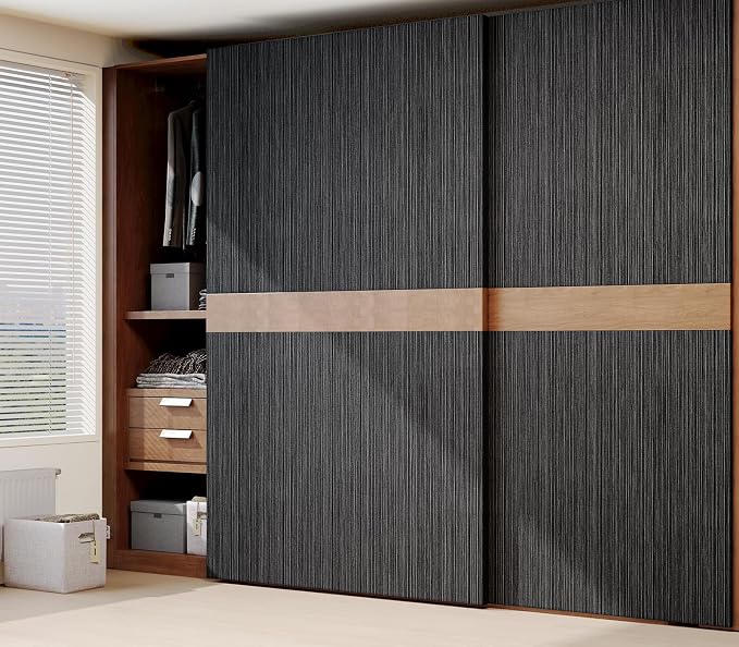 Black Grasscloth Wallpaper Peel and Stick Fabric Linen Textured 24"x394" - Image 8