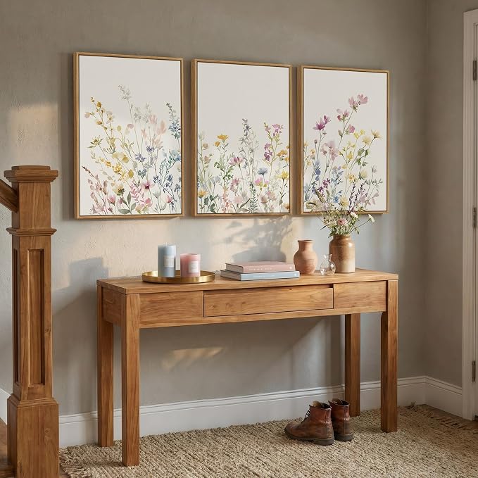 3 Piece Framed Watercolor Floral Canvas Wall Art - Image 5