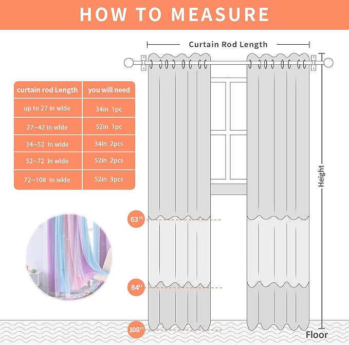 XiDi Curtains for Bedroom Decor, Kids Room Curtains for Girls Rainbow Colour - Image 6