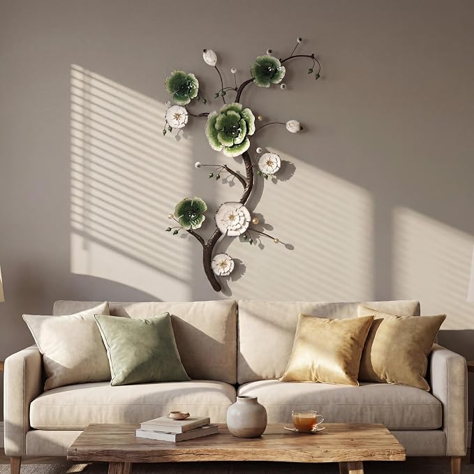 Large 3D Abstract Art Metal Flower Wall Art Main Colors Are White And Blue - Image 2