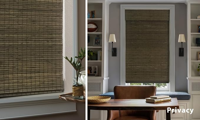 LazBlinds No Tools No Drill Cordless Bamboo Roman Shades, Privacy Window - Image 5