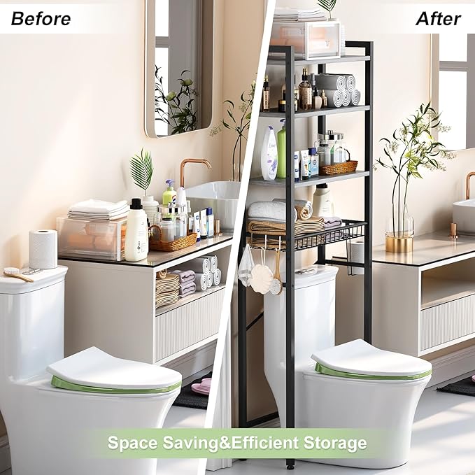 Kalrin Over-The-Toilet Storage Rack, 4-Tier Bathroom Organizer Shelf Over Toilet - Image 4