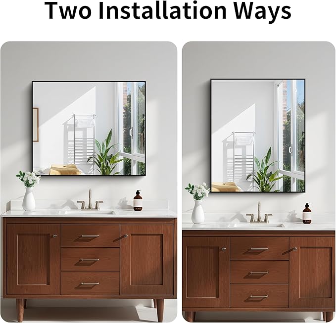 KOCUUY Black Bathroom Mirror, 30x36 Inch Rectangle Mirror - Image 11