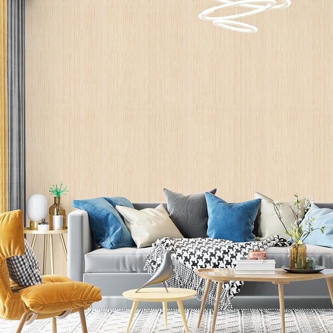 Beige Grasscloth Peel and Stick Wallpaper 15.7" X 120" Textured Self-Adhesive - Image 4