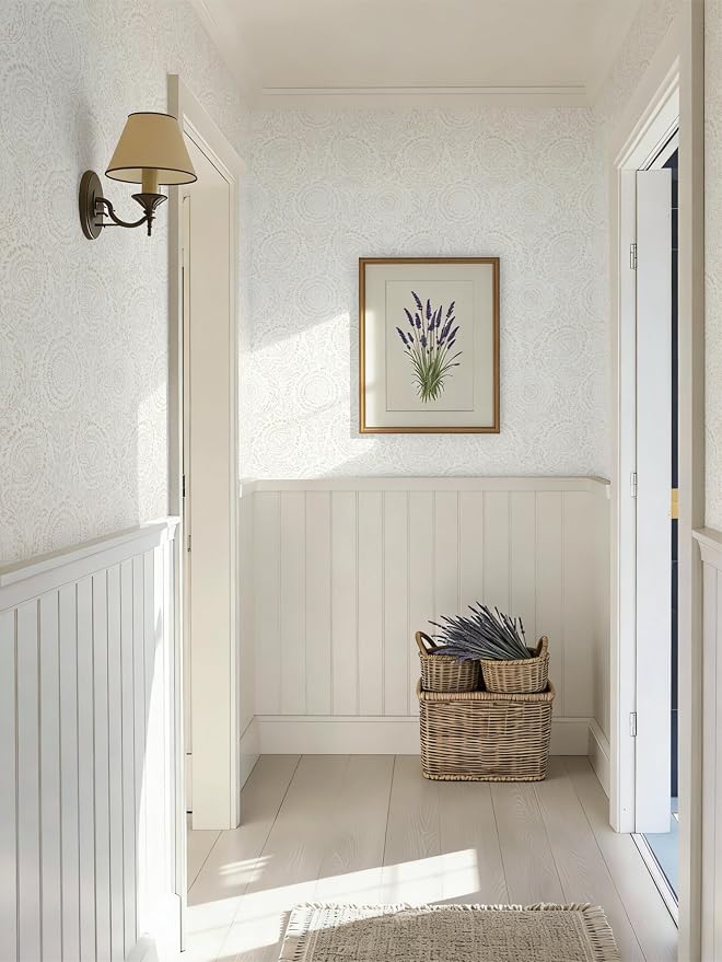 Heroad Boho Peel and Stick Wallpaper Modern Floral Wall Paper Neutral Beige - Image 3