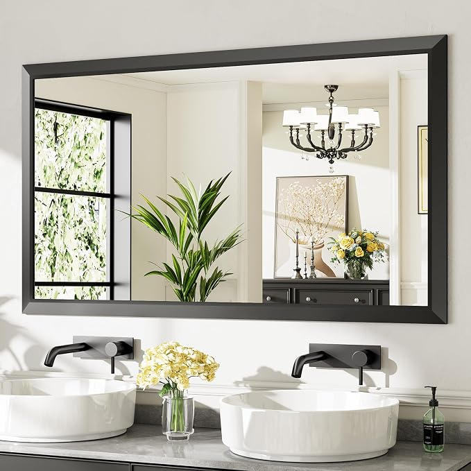Briivue 55x32 Inch Black Bathroom Mirror by Briivuemodernmirrors