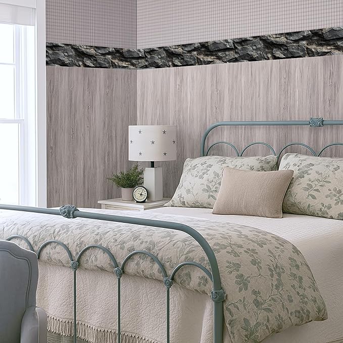 Stone Wallpaper Border 196x4 Inch Peel and Stick Wall Border Dark Slate Rock - Image 7