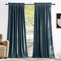 NICETOWN Slate Blue Blackout Velvet 108 inches Long Curtains by NICETOWN