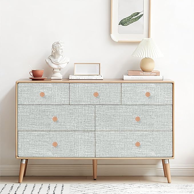 Amiya Grasscloth Grey Wallpaper Peel and Stick Faux Fabric Linen Contact Paper - Image 3