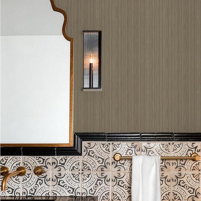 YXTII 20.8" x 196.8" Peel and Stick Wallpaper Grasscloth, Thick Brown Textured - Image 5