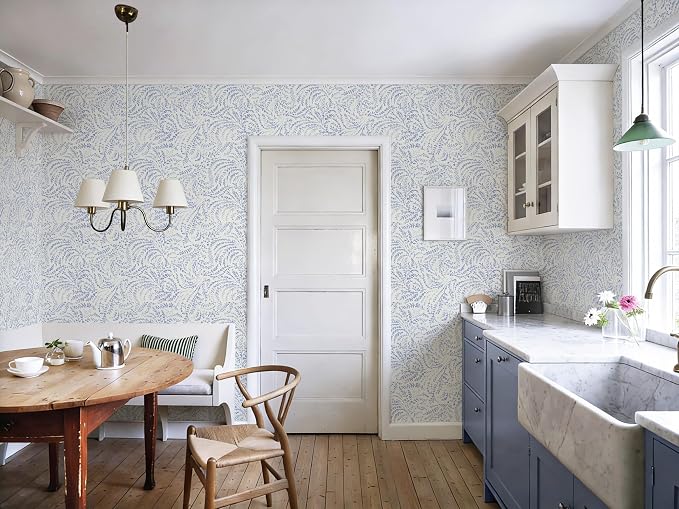 Heroad Peel and Stick Wallpaper Boho Blue Contact Paper Modern Botanical Wall - Image 6