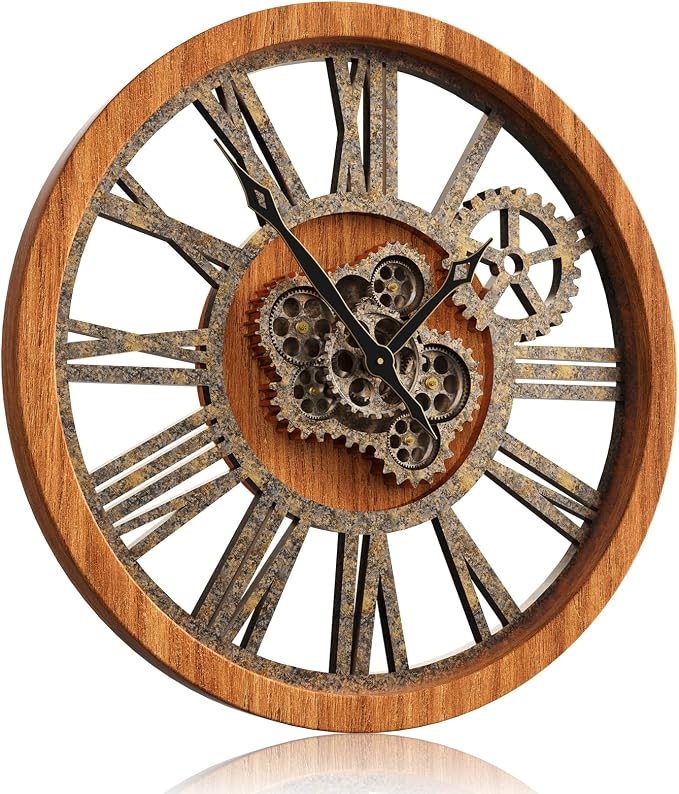 HOIBAI Wall Clock, 24 Inch Moving Gears Clock Large Wall Clock - Image 2