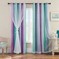 XiDi Curtains for Bedroom Decor, Rainbow Purplgreen grey34/96 by Addsomecolortolife