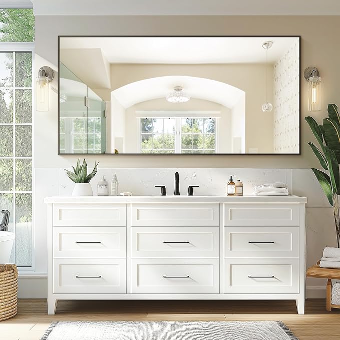 TRAHOME Bathroom Vanity Mirror for Wall, HD Shatterproof Glass, Hangs - Image 4