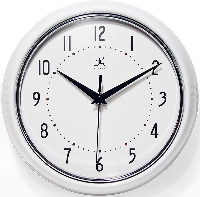 Infinity Instruments LTD. Retro 9 inch Silent Sweep Non-Ticking Mid Century by InfinityInstruments