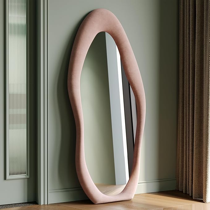 Honyee Full Length Mirror, Flannel Wrapped Wooden Frame Full Body Mirror by Honyee