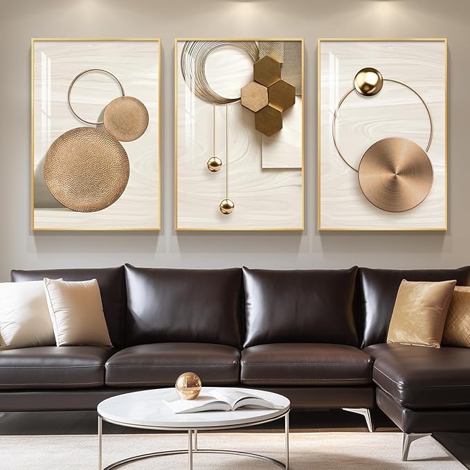 Large Framed Modern Luxury Gold Wall Art by Cuspin
