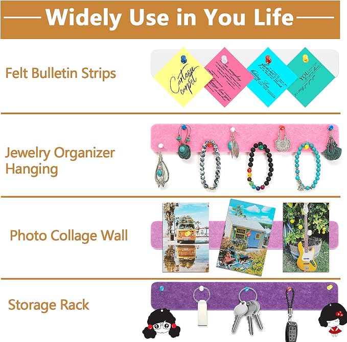 8 Packs Felt Pin Board Bar Strips Bulletin Board - Image 2