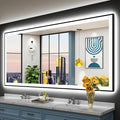 84x40 Black Framed LED Bathroom Mirror by Awandee
