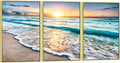 Wieco Art Framed Wall Art 3 Panels Blue Beach Canvas Art by WiecoArt