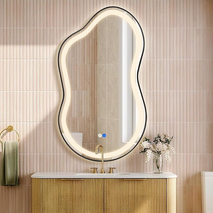 Dorlicecass Irregular Led Bathroom Mirror- Black 26"x46" Single Piece Vanity - Image 3