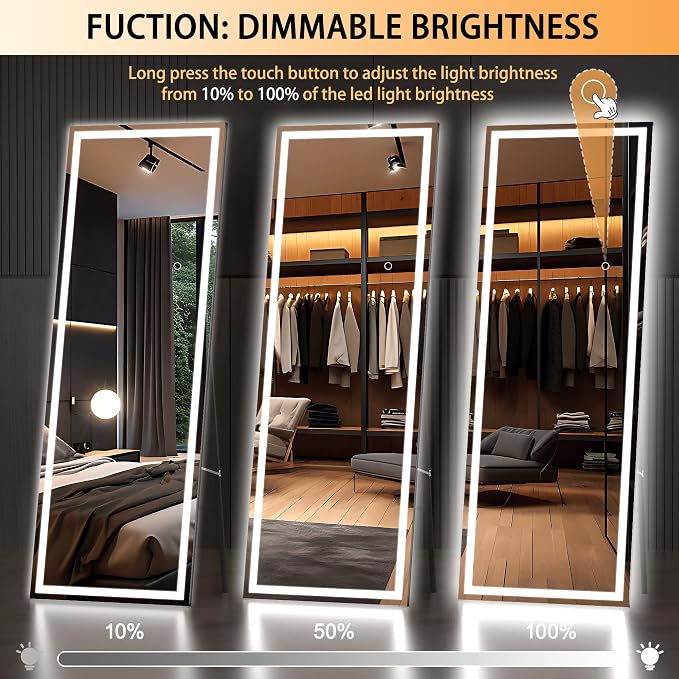 Hasipu Full Length Mirror with Lights, Full Body Dressing Standing, Hanging - Image 4