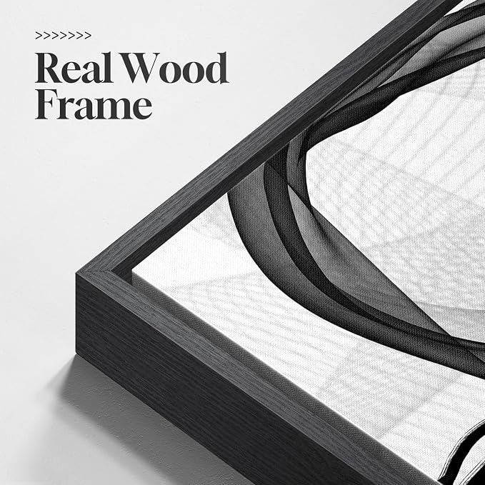 Large Framed Black and White Abstract Wall Art - Image 5