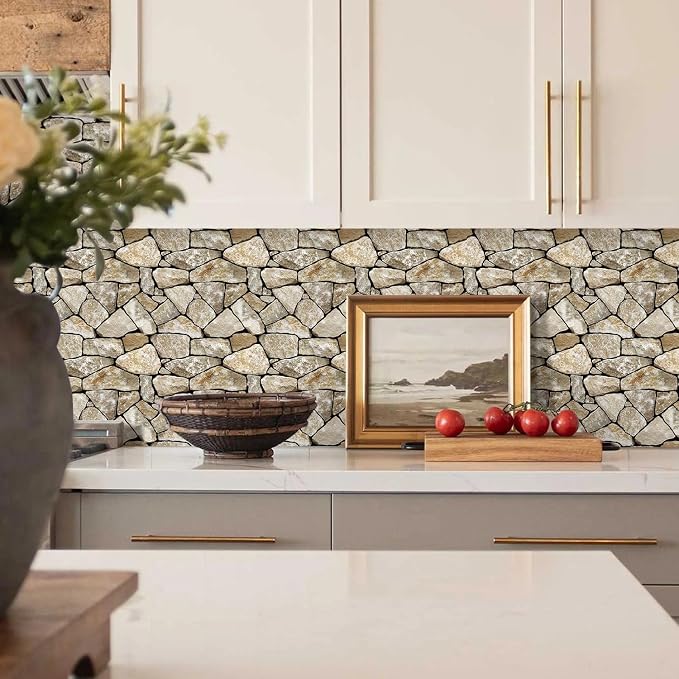 3D Peel and Stick Faux Stone Wall Panels 11.8" x 11.8" 10-Pack, Stone-Look Wall - Image 2