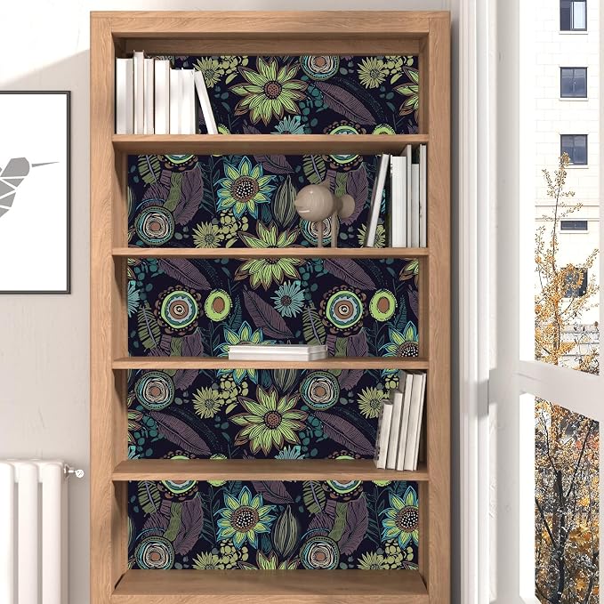 Vintage Boho Wallpaper Peel and Stick, Dark Purple/Green Gothic Floral Contact - Image 7