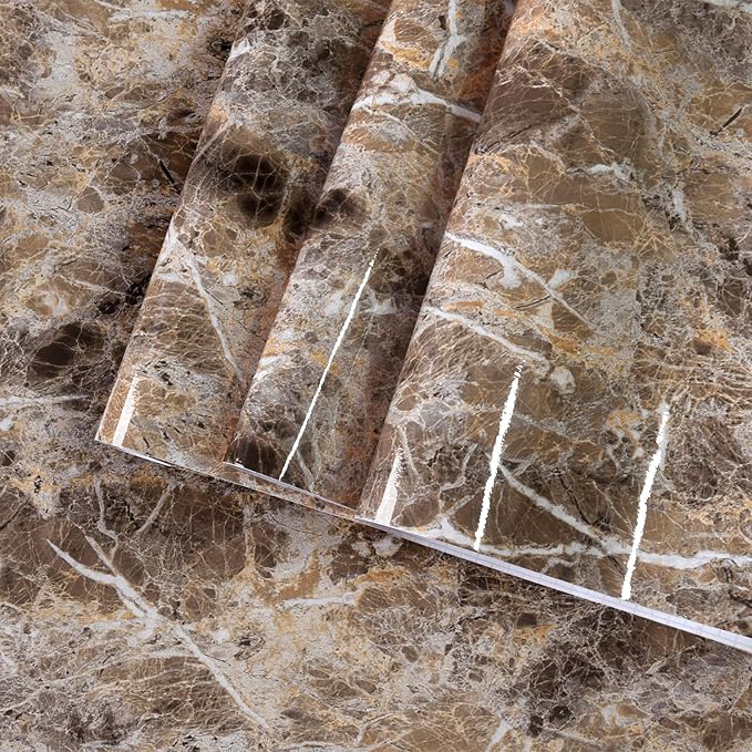 BAYYA Brown Marble Paper Granite Peel and Stick Kitchen Backsplash Wallpaper by BAYYAPeelandStickWallpaper
