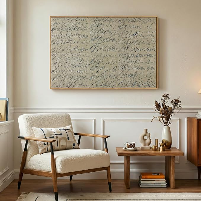 Framed Modern Neutral Beige Abstract Wall Art, Minimalist Canvas Prints - Image 2